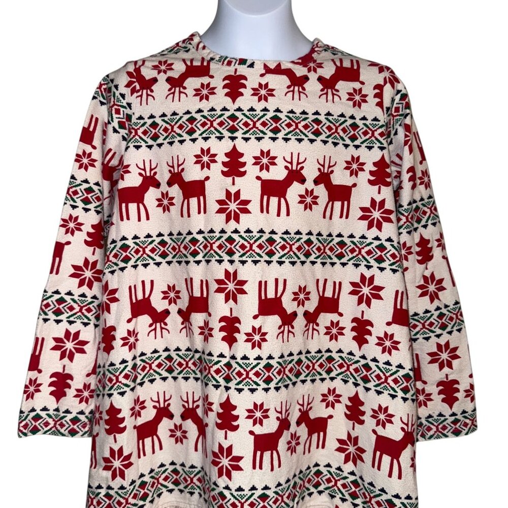 Hanna Andersson Dear Deer Reindeer Girls Dress 150 12 Christmas Holiday Red - Picture 2 of 9
